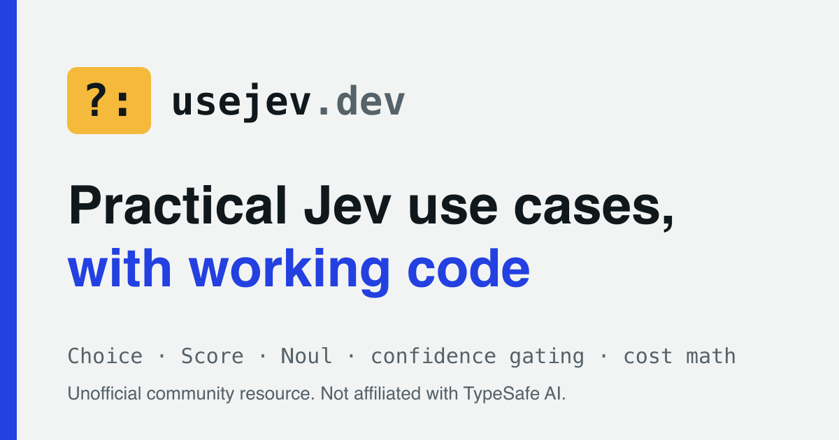 List of jev use cases, which is ranked by jev